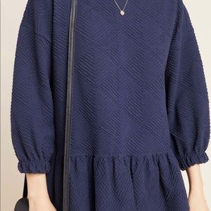 Anthropologie Mikayla Peplum Top Navy Blue XL